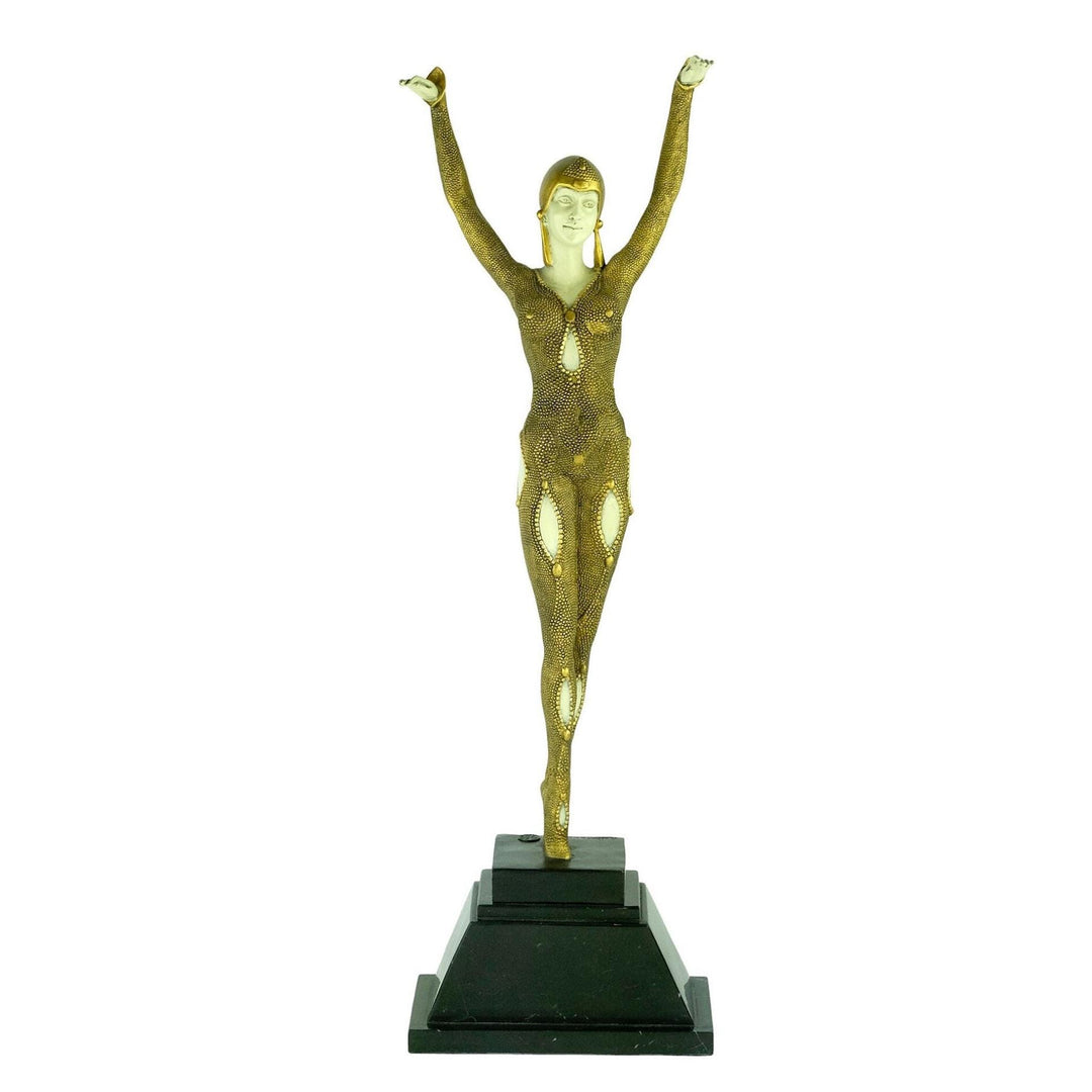 Large Bronze Dancer Sculpture in Art Deco Style Bronze Chiparus Statue Dourga Sculpture Art Deco Female Sculpture Bronze Female Sculpture