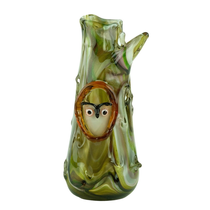 Glass Vase as Tree Trunk with Owl Inside in Murano Style Glass Design Vase Owl Lovers Gift Owl Decoration Unique Vase Decorative Vase Owls