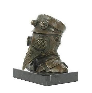 Steampunk Bronze Sculpture of the Plague Doctor Mask Bronze Steampunk Statue Plague Doctor Figurine Steampunk Lovers Gift Decoration Figure
