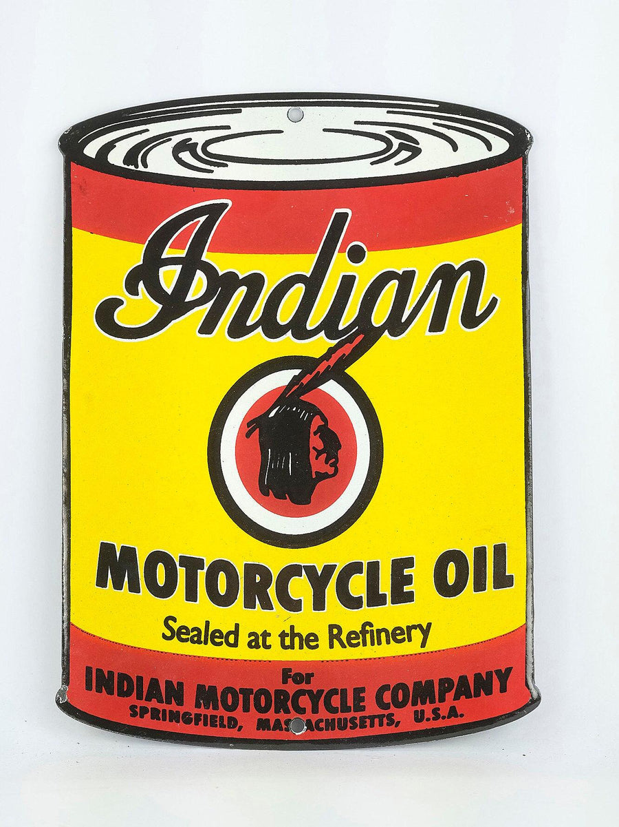 Metal with Enamel Advertising Sign of Indian Motorcycle Oil Garage Decoration Enamel Garage Sign Mancave Decoration Motorcycle Lovers Gift