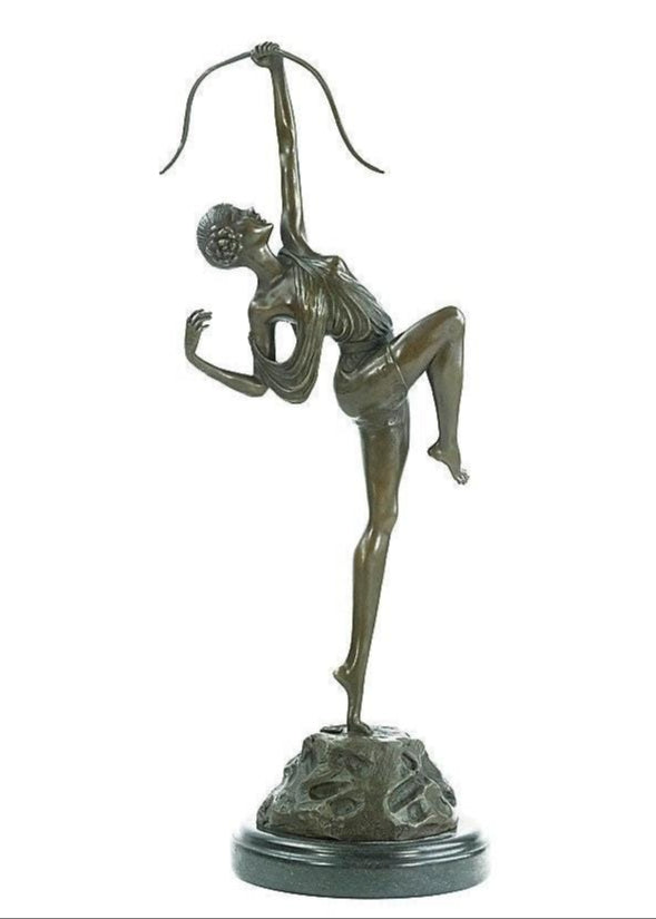 Art Deco Bronze Sculpture of Diana with Bow Bronze Hunting Sculpture Diana the Huntress Statue Bronze Artemis Sculpture Pierre Le Faguays