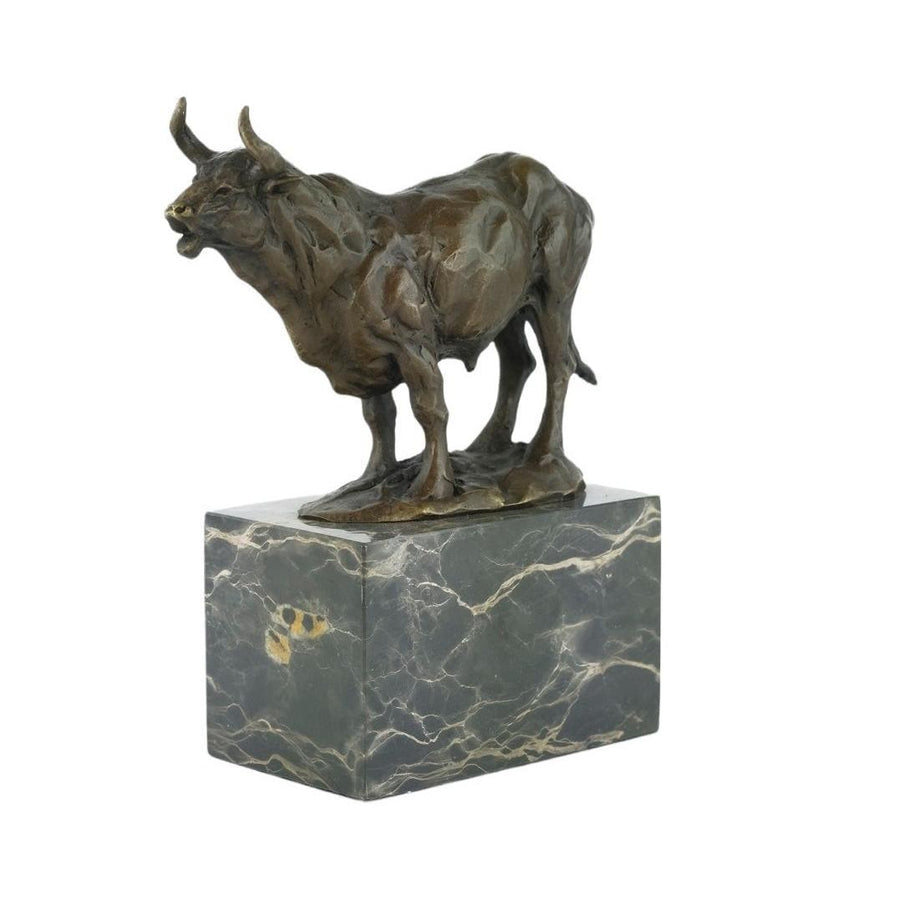Bronze Bull Sculpture Standing Bull Statue Animal Art Figurine Bull Decoration Bull Horns Bronze Bull Figurine Animal Bronzes Milo Art