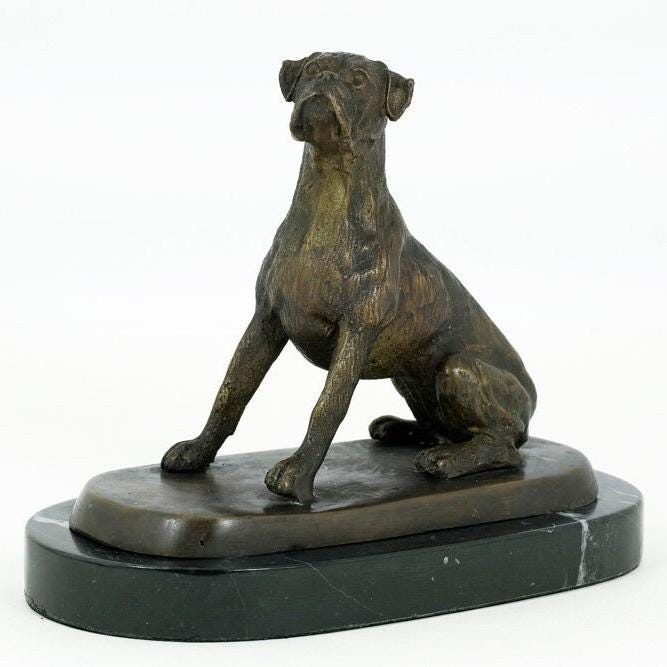 Bronze Boxer Dog Sculpture Sitting Boxer Statue Animal Figurine Art Sculpture Dog Art Dog Lovers Gift Sitting Dog Figurine Dog Deocration