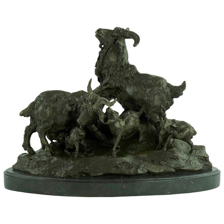 Bronze Sculpture of a Group of Goats Animal Art Statue Bronze Goat Sculpture Wildlife Sculpture Barye Sculpture Hunting Sculpture Animals