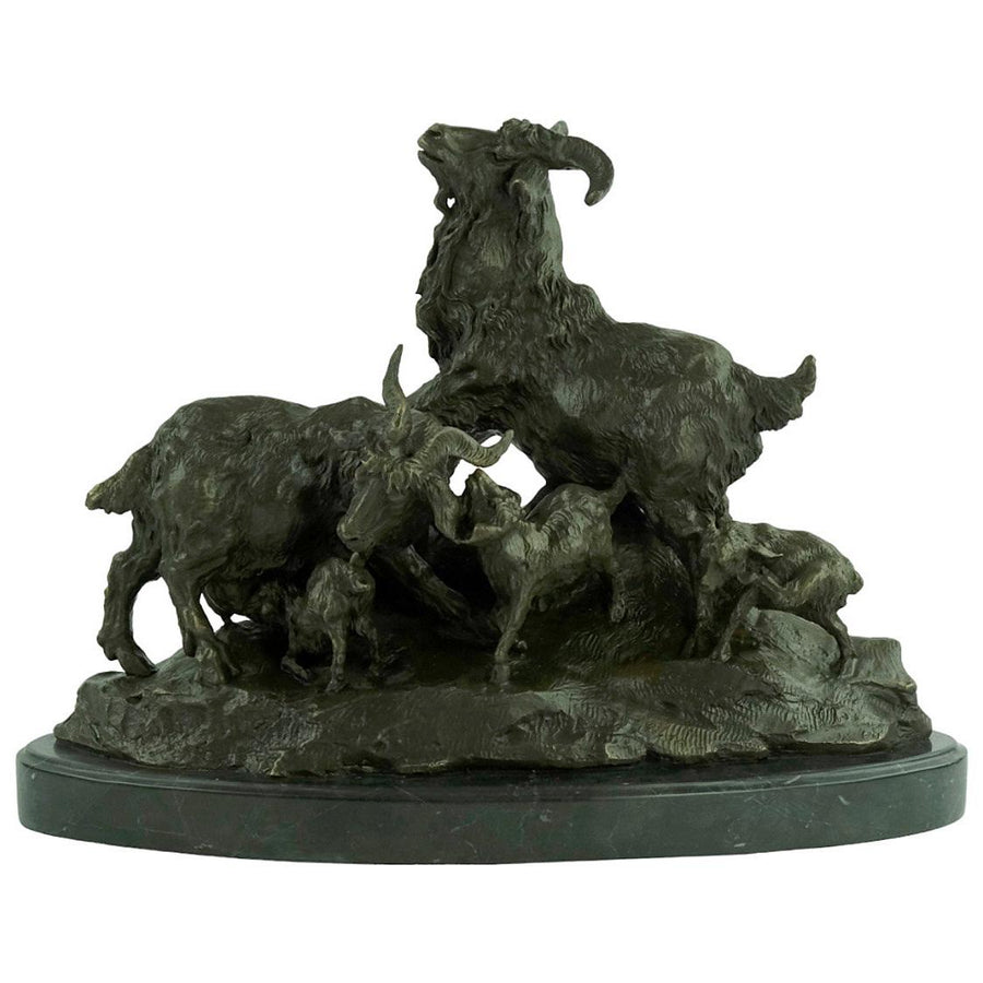Bronze Sculpture of a Group of Goats Animal Art Statue Bronze Goat Sculpture Wildlife Sculpture Barye Sculpture Hunting Sculpture Animals