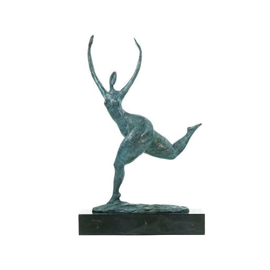 Large Modern Bronze Sculpture of a Dancing Female Bronze Female Statue Contemporary Art Statue Bronze Dancer Sculpture Dance Lovers Gift