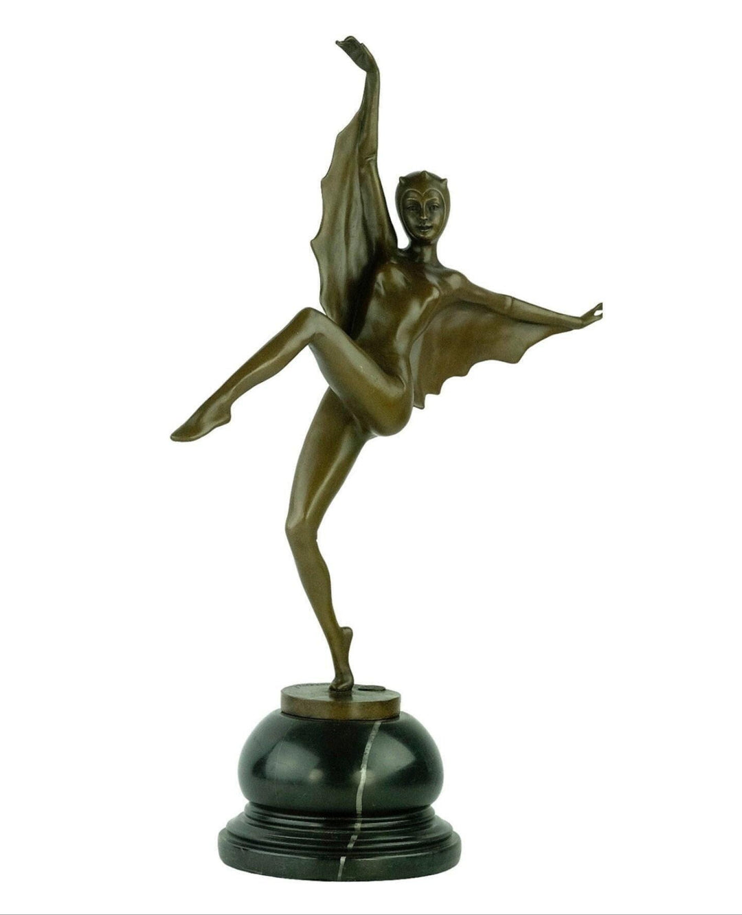 Bronze Bat Girl Sculpture in Art Deco Style Josef Lorenzl Bronze Dancer Statue Art Deco Dancer Sculpture Bronze Sculpture Dancing Female