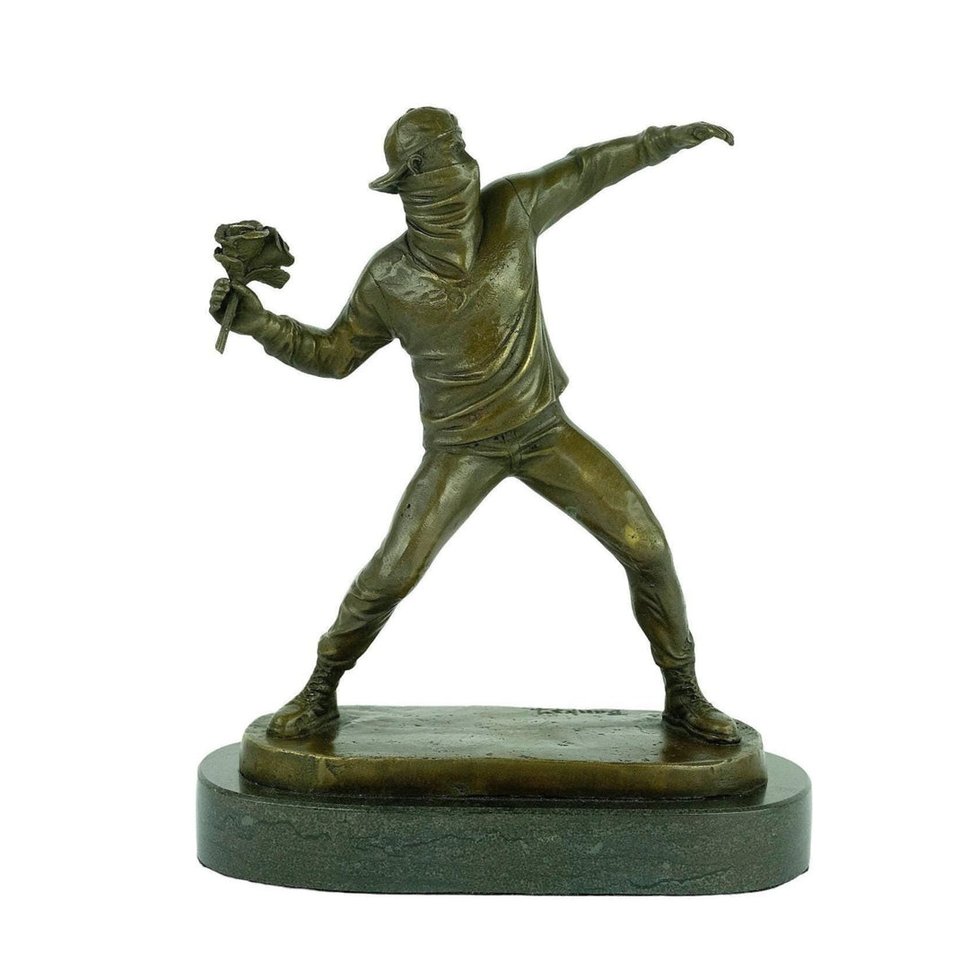 Bronze Banksy Sculpture Flower Thrower by Banksy Statue Bronze Banksy Art Statue Contemporary Sculpture Modern Art Statue Banksy Decoration