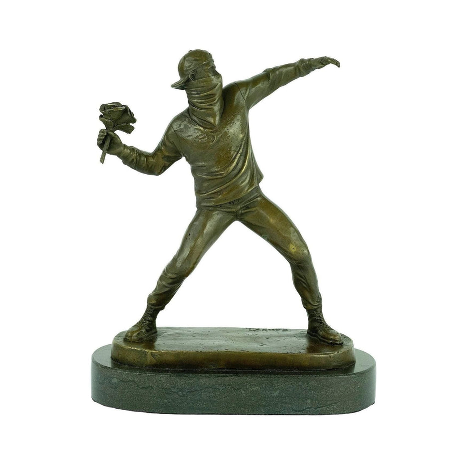 Bronze Banksy Sculpture Flower Thrower by Banksy Statue Bronze Banksy Art Statue Contemporary Sculpture Modern Art Statue Banksy Decoration