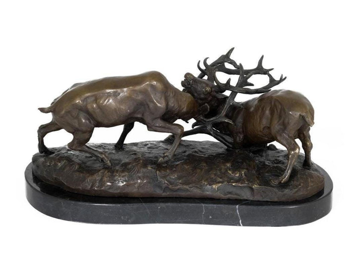 Bronze Sculpture of two Fighting Deer Animal Art Statue Bronze Deer Statue Hunting Decoration Hunting Sculpture Bronze Wildlife Sculpture