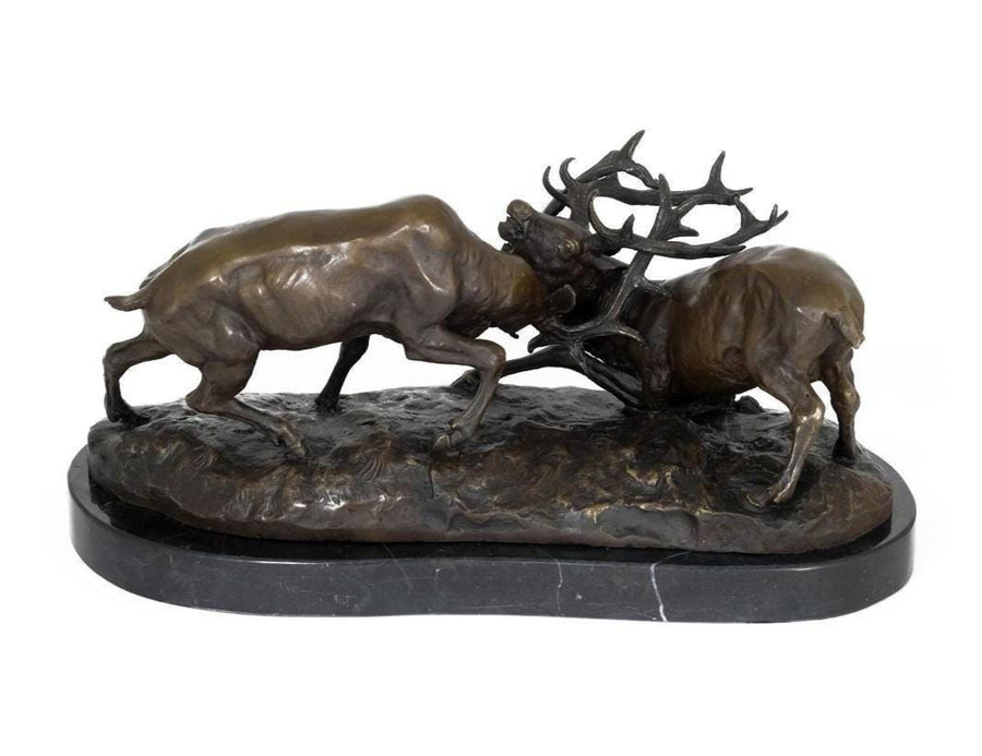 Bronze Sculpture of two Fighting Deer Animal Art Statue Bronze Deer Statue Hunting Decoration Hunting Sculpture Bronze Wildlife Sculpture
