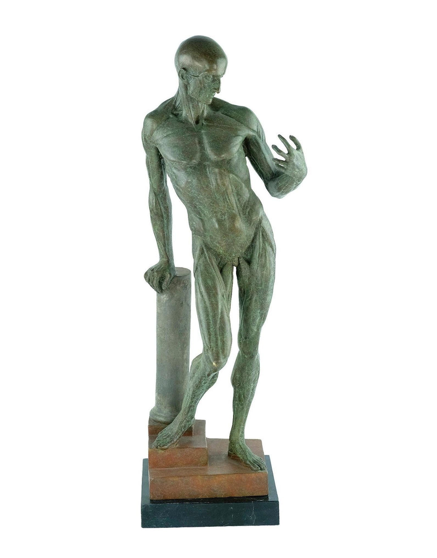 Large Bronze Flayed Man Sculpture Male Anatomy Sculpture Jean-Antoine Houdon Statue Flayed Male Statue Classic Bronze Art Statue French Art