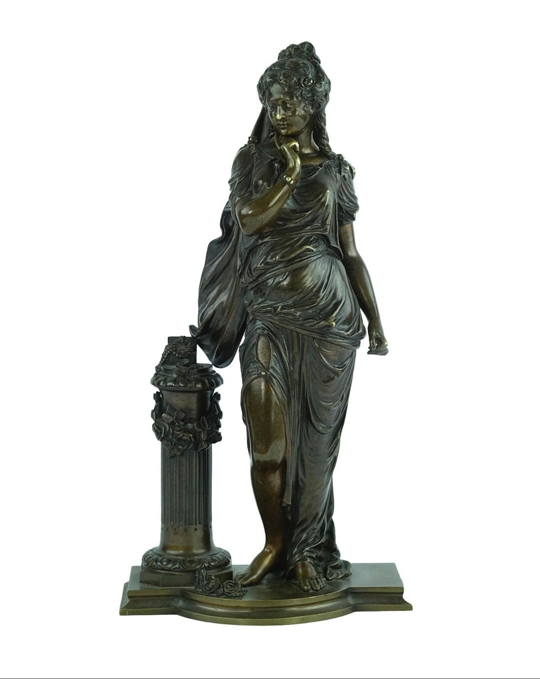 Antique Bronze Sculpture Depicting Pandora from the Greek Mythology Bronze Female Sculpture French Antiques Pandora Box Mythology Statue