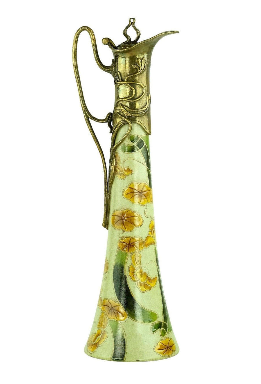 Art Nouveau Style Porcelain Claret Jug with Bronze Decoration Jugendstil Wine Jug Collectable Decanter Bronze Jar Wine Collectable Wine Gift