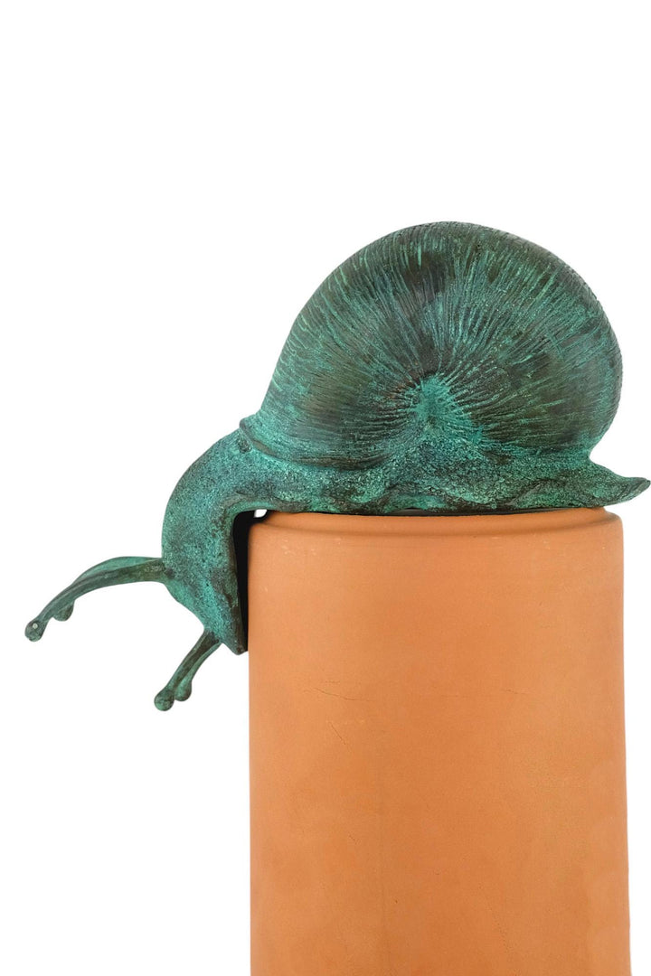 Outdoor Bronze Sculpture of a Snail Crawling over the Edge Garden Snail Decoration Snail Lovers Gift Bronze Snail Statue Outdoor Bronze Art