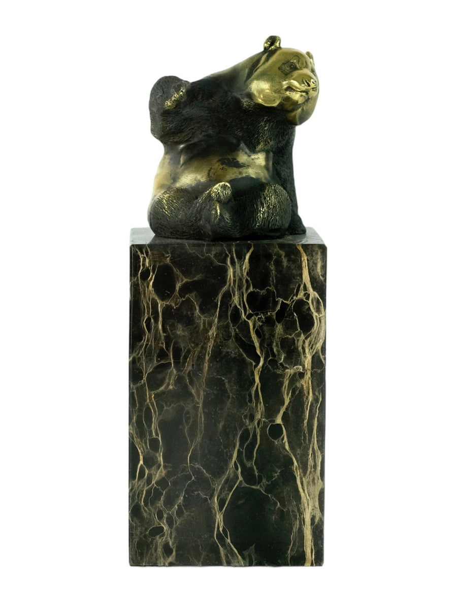 Bronze Panda Bear Sculpture on Marble Column by Milo Modern Bronze Animal Sculpture Panda Bear Lovers Gift Panda Bear Decoration Milo Statue