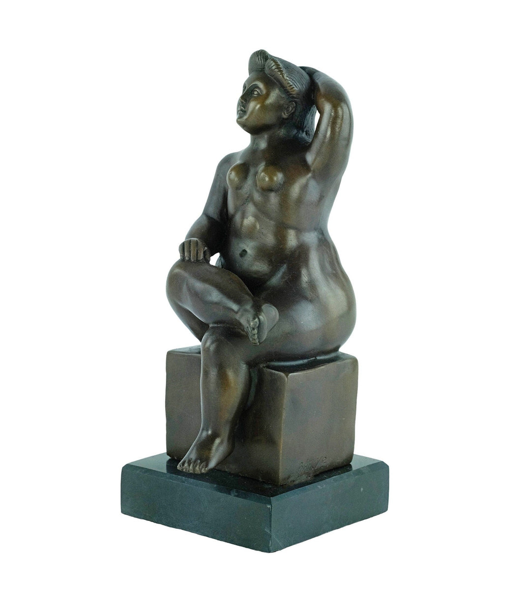 Bronze Female Sculpture in the Style of Fernando Botero Fat Lady Statue Botero Art Sculpture Bronze Female Nude Sculpture Contemporary Art