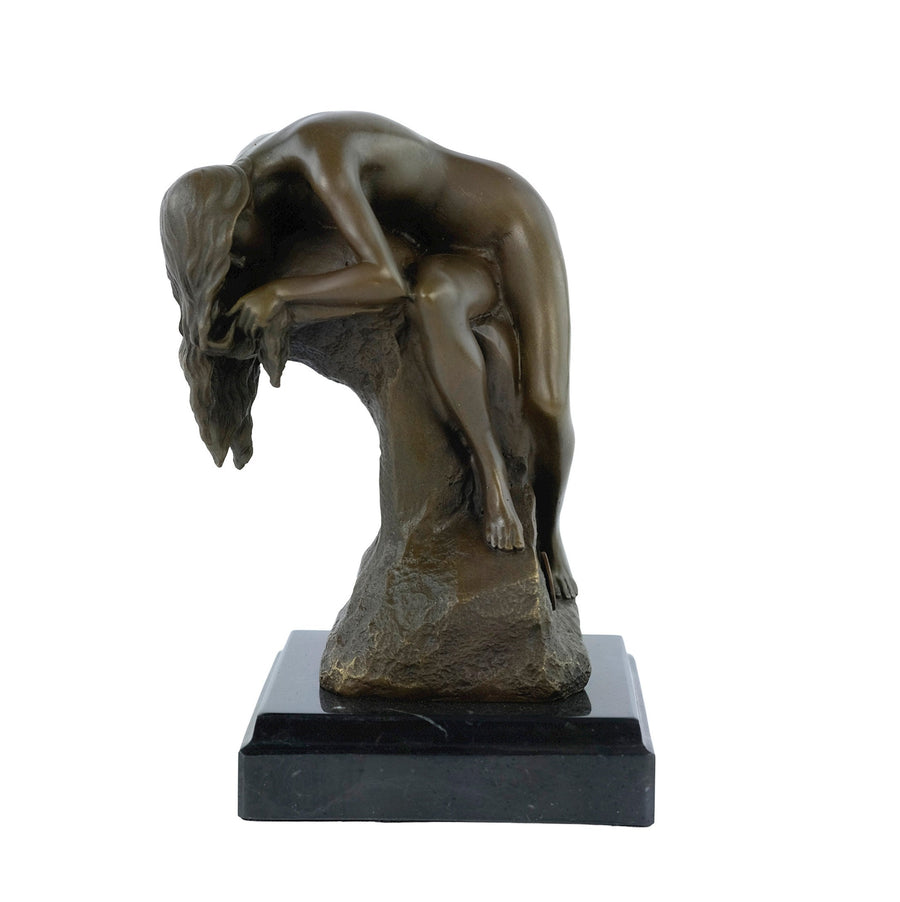 Bronze Female Nude Sculpture Resting on Rock Bronze Art Statue by Milo Bronze Statue of Female Classic Bronze Sculpture French Art Figurine