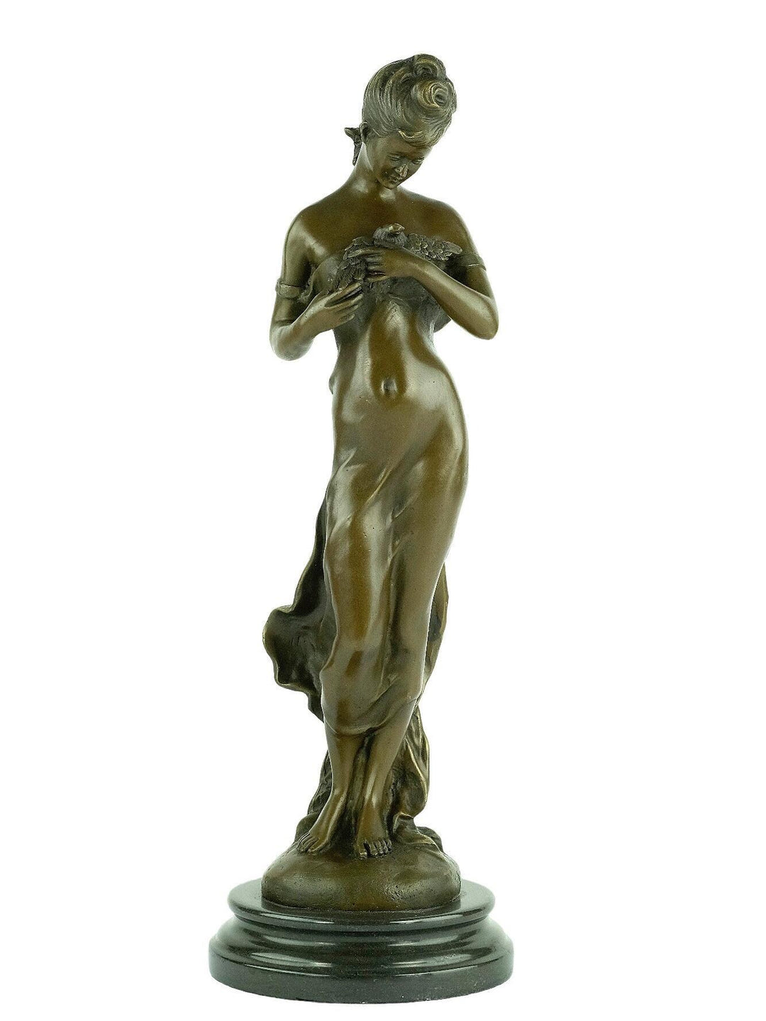 Bronze Sculpture of Female with Bird after Auguste Moreau Bronze Female Statue French Bronze Sculpture Standing Female Figurine Antique Art