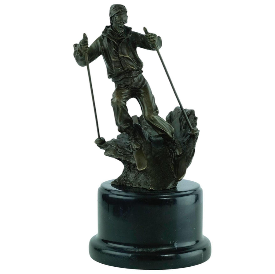 Bronze Sculpture of a Skiing Male Skiing Trophy Alpine Skier Contemporary Art Statue Skiing Decoration Skier Gift Ski Art Modern Sculpture