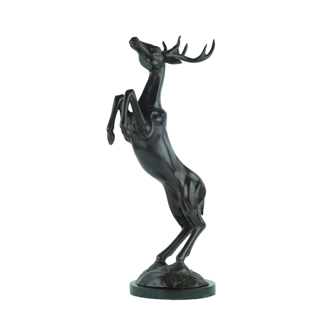 Bronze Sculpture of a Jumping Deer Animal Art Statue Bronze Deer Sculpture Wildlife Sculpture Hunting Decoration Bronze Hunting Sculpture