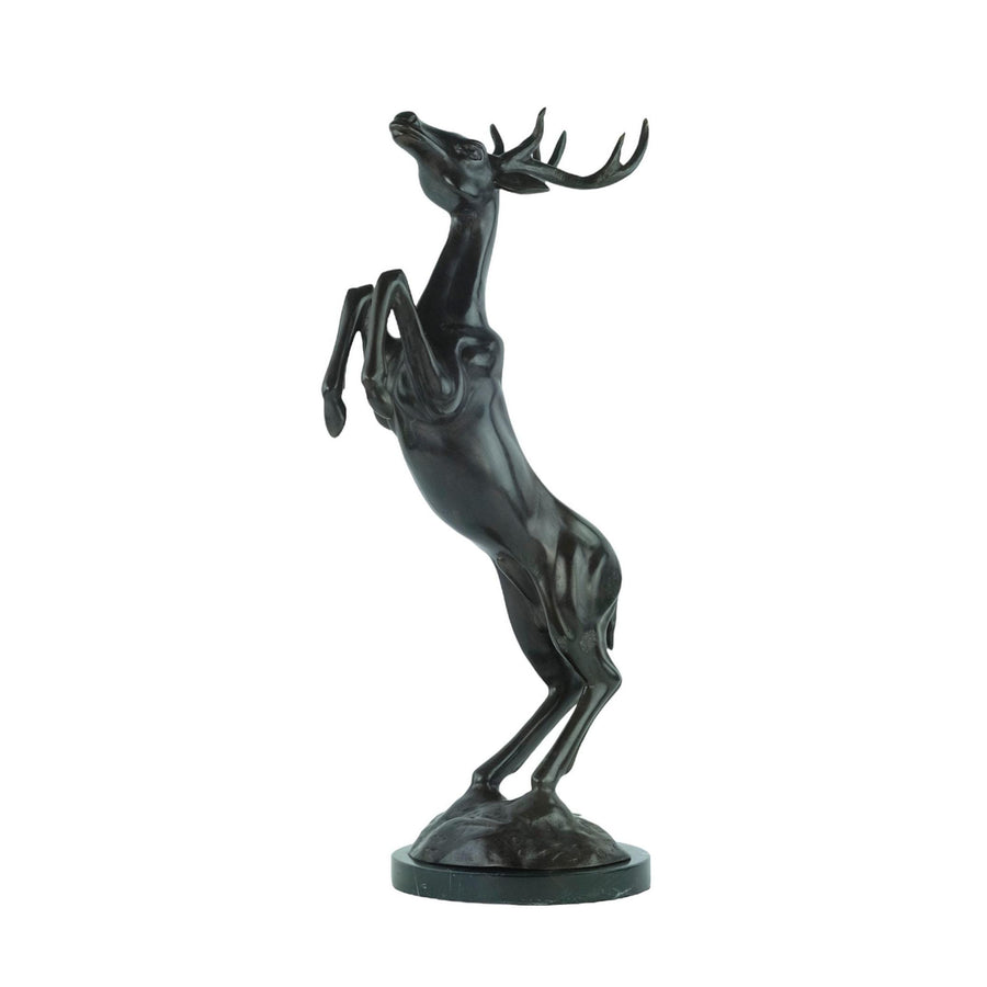 Bronze Sculpture of a Jumping Deer Animal Art Statue Bronze Deer Sculpture Wildlife Sculpture Hunting Decoration Bronze Hunting Sculpture