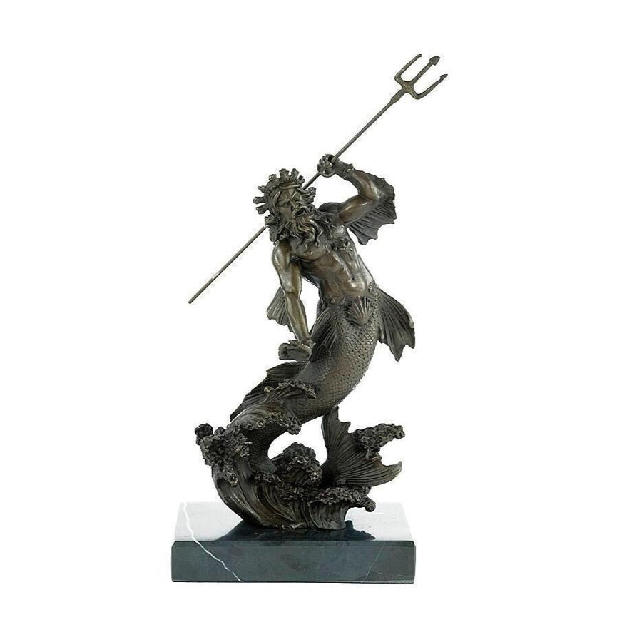 Bronze Poseidon Sculpture Mythology Statue Poseidon with Trident Figurine Bronze Neptune Sculpture Bronze Mythology Sculpture God of Water