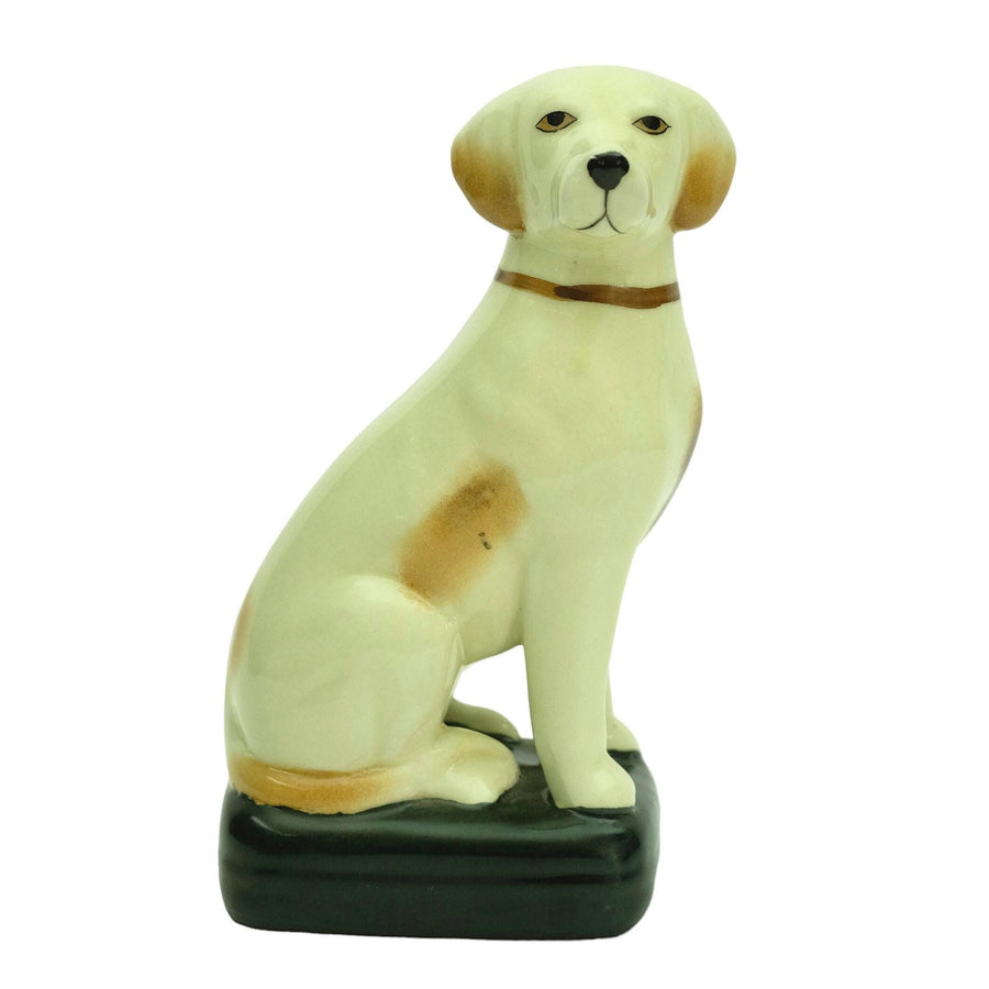 Porcelain Dog Sculpture with Japanese Stamp Sitting Nipper Dog Statue Dog Lovers Gift Dog Decoration Dog Art Figurine Sitting Dog Sculpture
