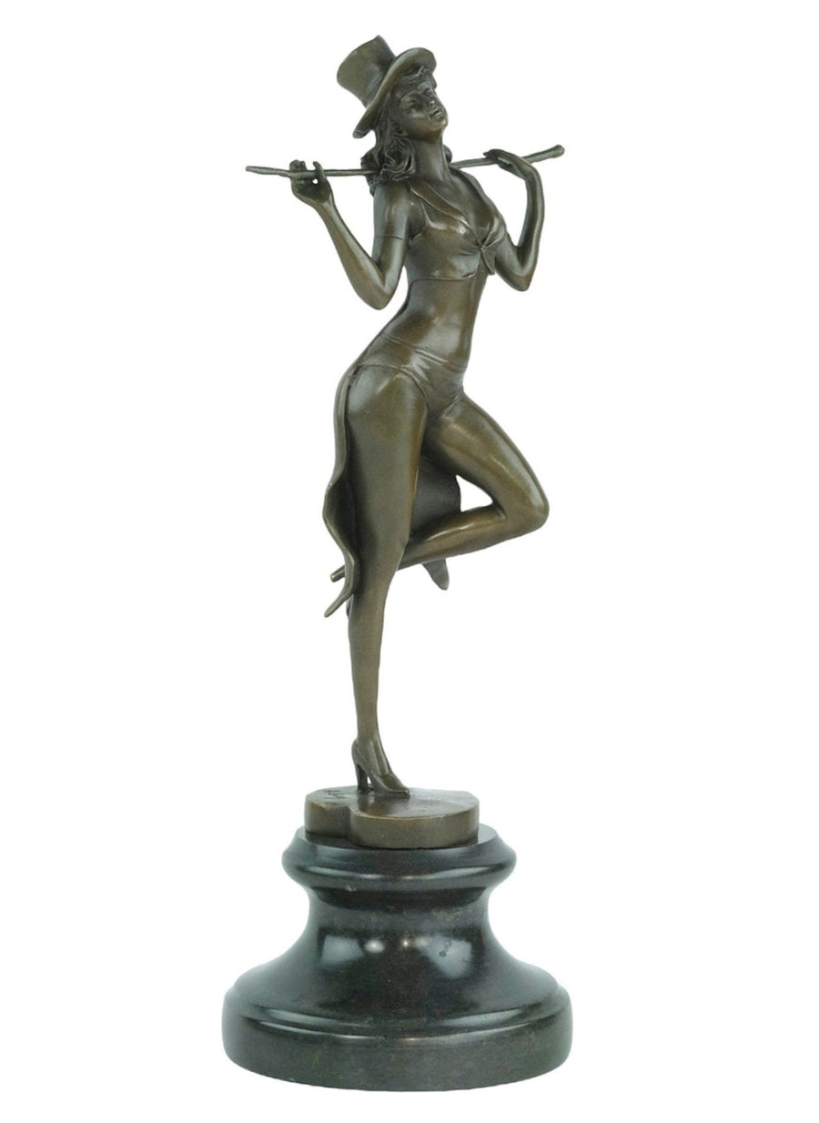 Bronze Sculpture of a Revue Dancer on Heart Shaped Base in Art Deco Style Bronze Dancer Statue Show Dancer Sculpture Dancer Gift Art Deco