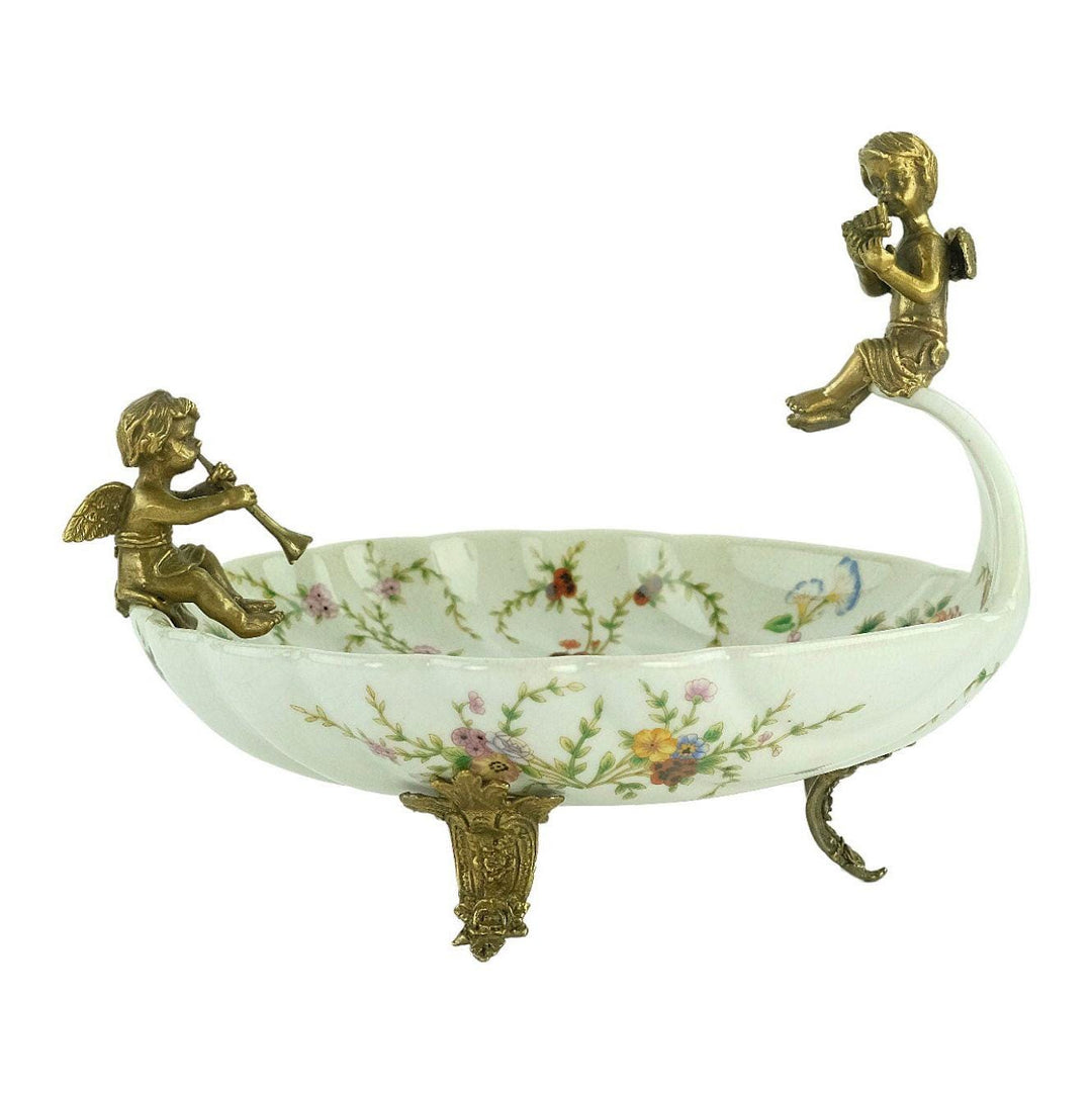 Bronze Mounted Porcelain Tray with Music Playing Cherubs in Jugendstil Style Porcelain Centerpiece Art Nouveau Tray Music Lovers Gift