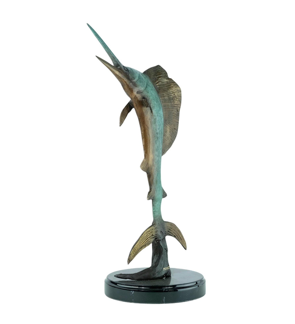Bronze Sculpture of a Marlin Jumping Out of the Water Animal Art Statue Fishing Lovers Gift Bronze Marlin Statue Fishing Decoration