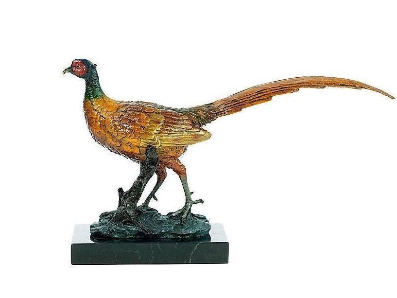 Bronze Pheasant Sculpture Animal Art Figurine Bronze Bird Art Pheasant Statue Hunting Decoration English Grouse Sculpture Animal Figurine