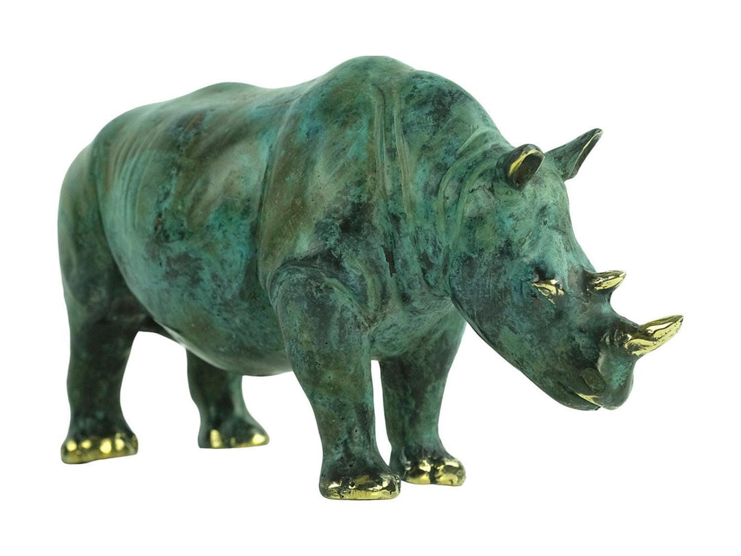 Bronze Rhino Sculpture Animal Art Figurine Bronze Rhino Statue Rhinoceros Decoration Wildlife Sculpture Rhino Lovers Gift Animal Statue