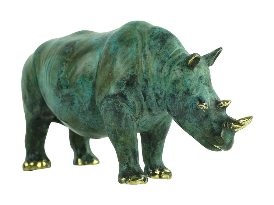 Bronze Rhino Sculpture Animal Art Figurine Bronze Rhino Statue Rhinoceros Decoration Wildlife Sculpture Rhino Lovers Gift Animal Statue