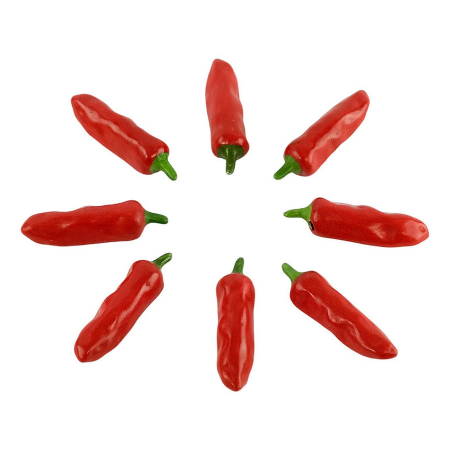 Set of Eight Ceramic Red Peppers as Decorative Objects Red Pepper Sculptures Vegetable Decoration Kitchen Decoration Red Pepper Lovers Gift