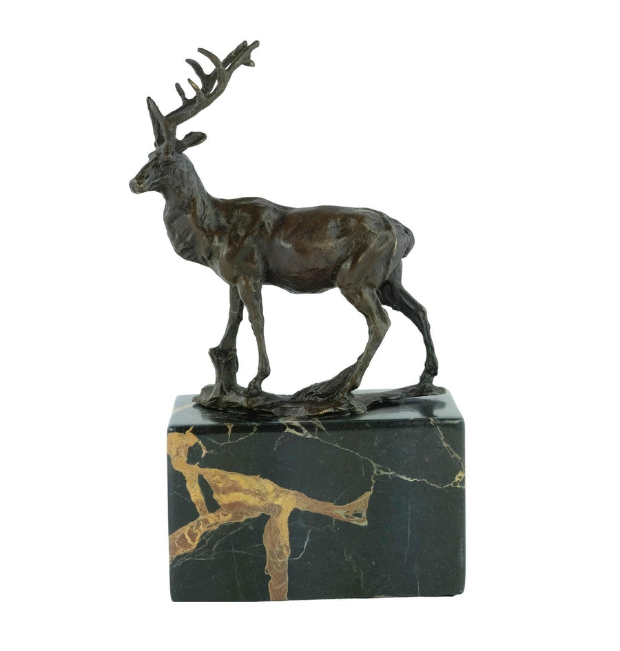 Bronze Red Deer Sculpture Standing Stag Statue Bronze Wildlife Sculpture Bronze Hunting Sculpture Hunting Decoration Standing Deer Statue