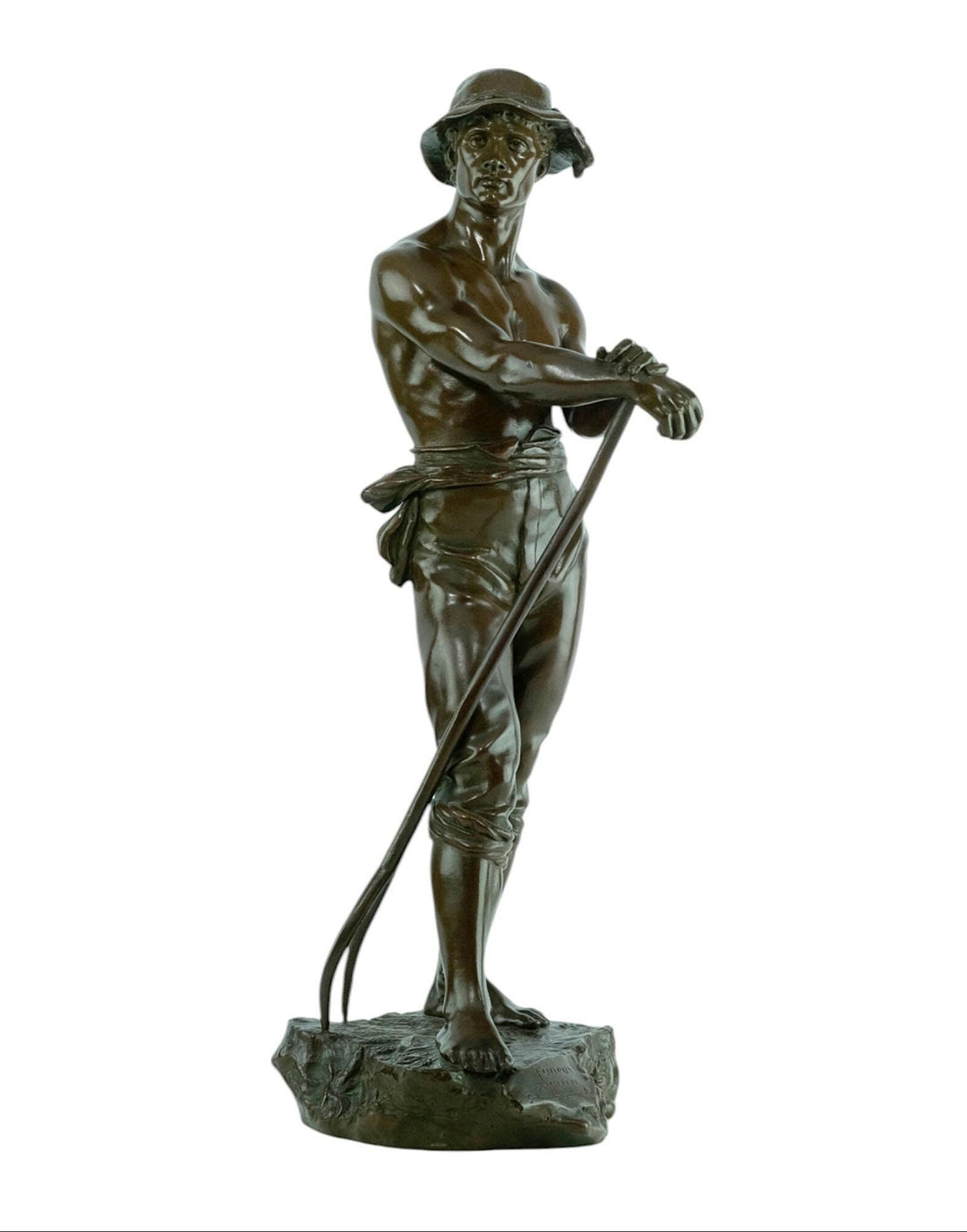 Antique Bronze Sculpture of a Haymaker by Charles Octave Levy French Antique Statue 19th Century Sculpture Farming Statue in Bronze Antique