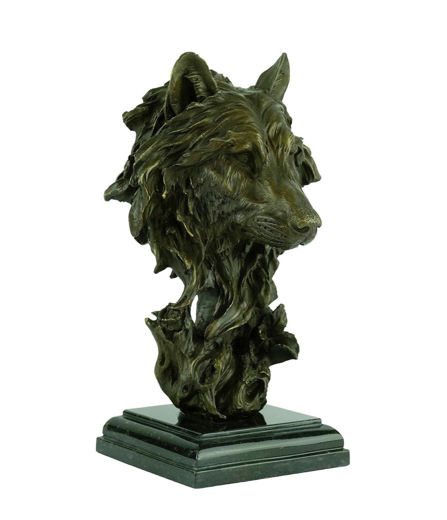 Bronze Wolf Head Statue Bronze Wildlife Sculpture Bronze Wolfs Head Sculpture Hunting Decoration Wolf Lovers Gift Wolf Art Animal Art Statue
