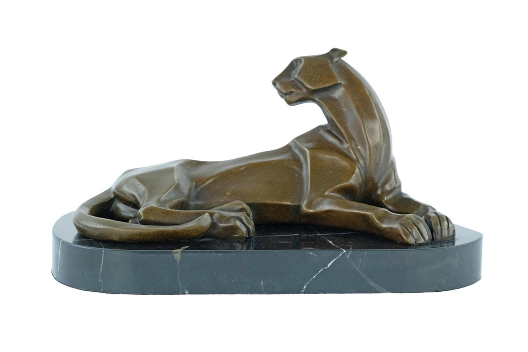 Bronze Panther Sculpture in Art Deco Style Reclining Panther Figurine Bronze Panther Statue Cubist Sculpture Animal Art Statue Lying Panther