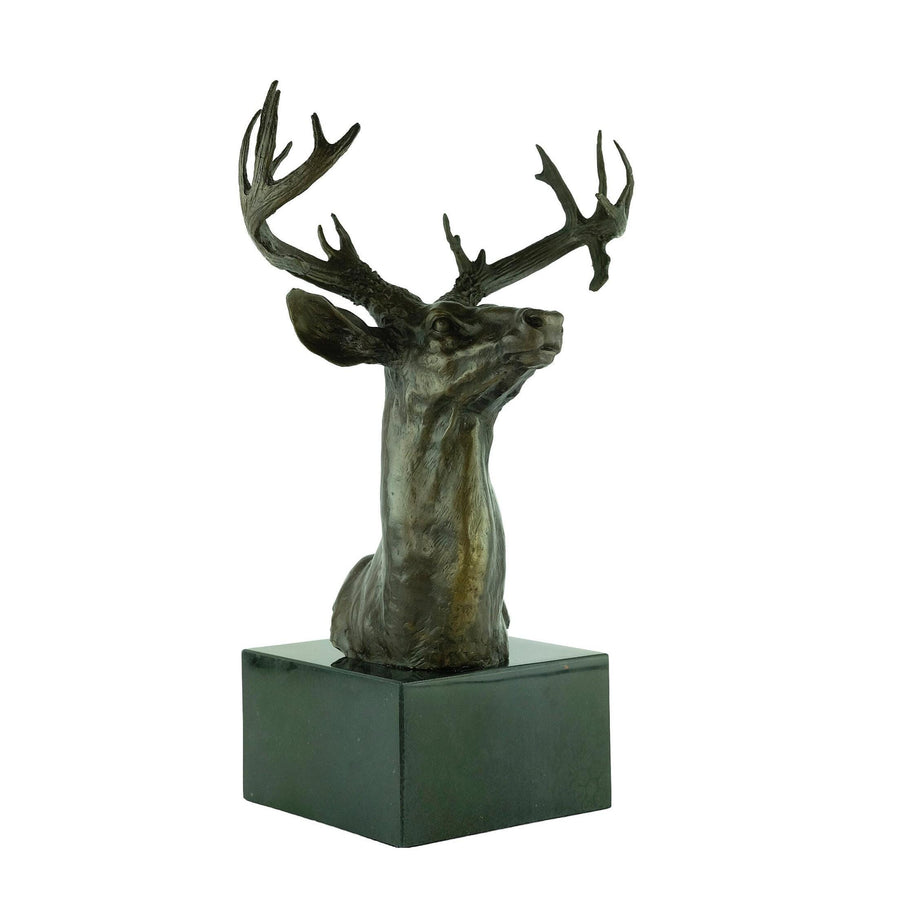 Large Bronze Deer Head Sculpture Hunting Decoration Animal Art Statue Bronze Deer Sculpture Deer Head Statue Bronze Wildlife Sculpture