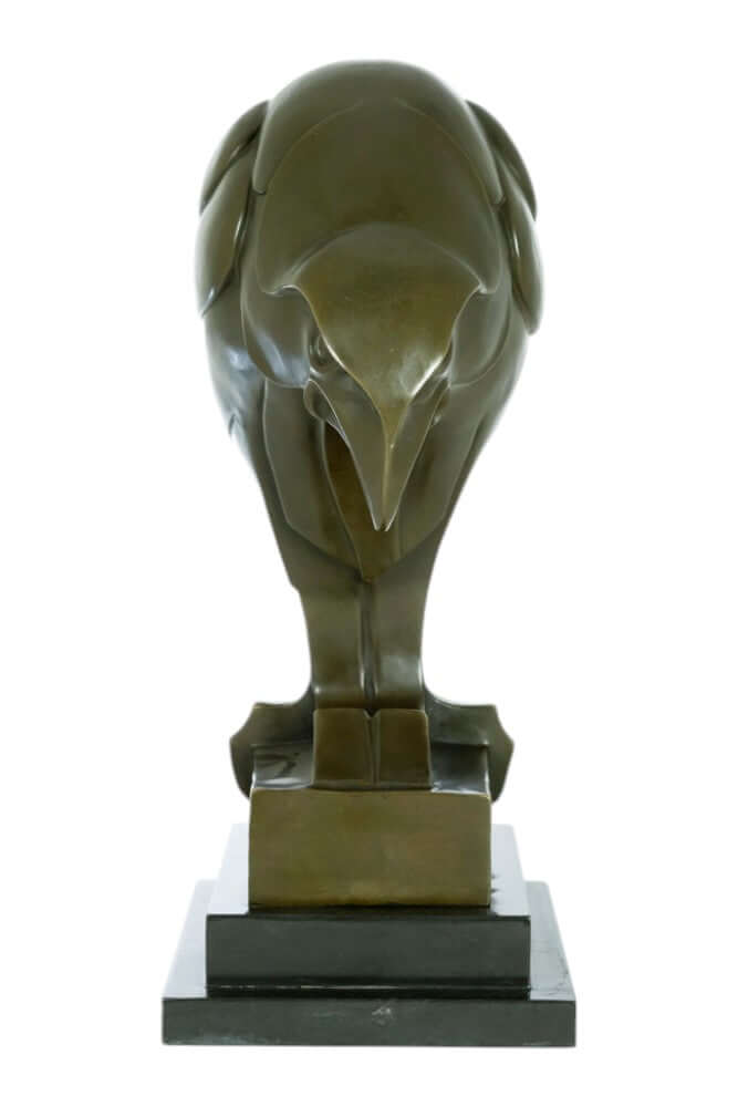 Large bronze eagle sculpture in Art Deco style, detailed design on marble base, signed by sculptor Altorf.
