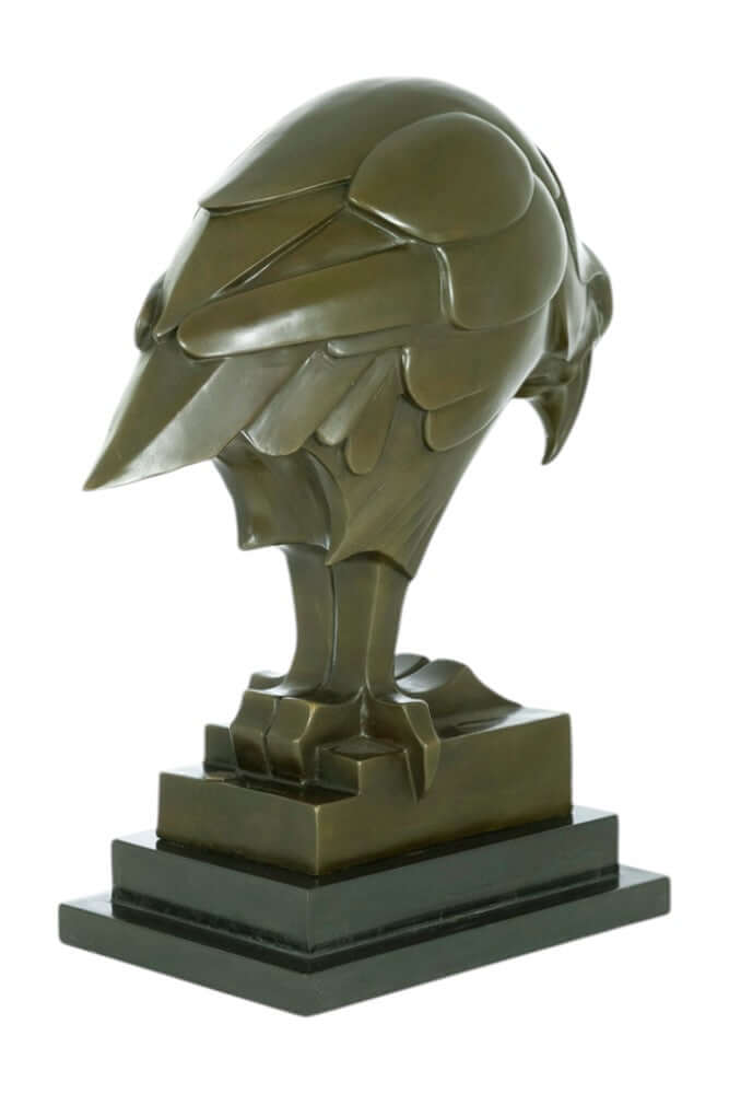 Large bronze eagle sculpture in Art Deco style, designed by Johan Coenraad Altorf, mounted on a marble base.