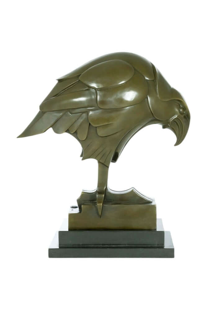 Large Art Deco bronze eagle sculpture by Johan Coenraad Altorf, mounted on a marble base, 39x34 cm, 11.8 kg.