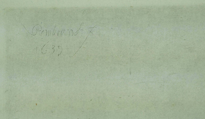 Signature of Rembrandt van Rijn on etching dated 1639, showcasing artistry and historical significance.