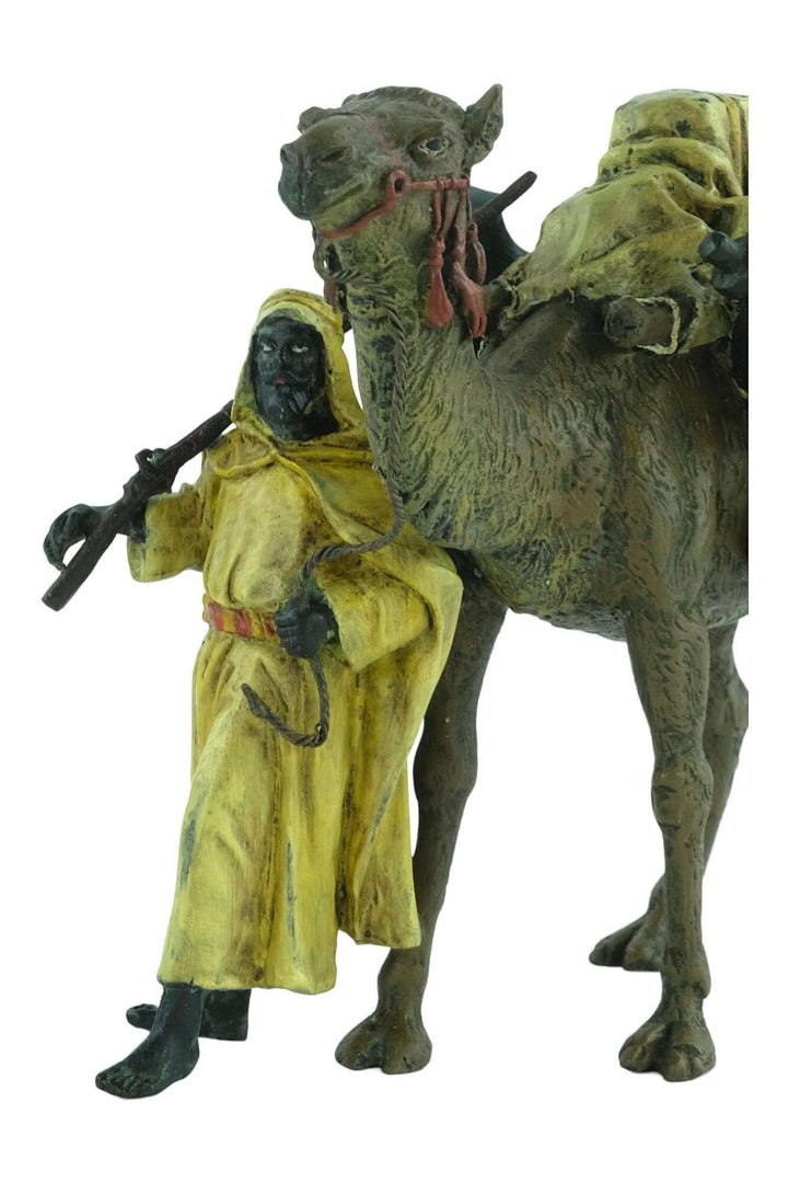Vienna Bronze Dromedary and soldier figurine by Franz Bergman, beautifully detailed cold painted sculpture.