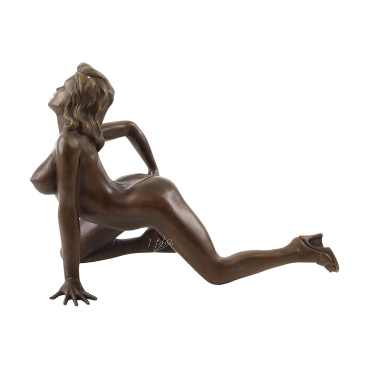 Erotic bronze sculpture of a female pleasuring herself from behind